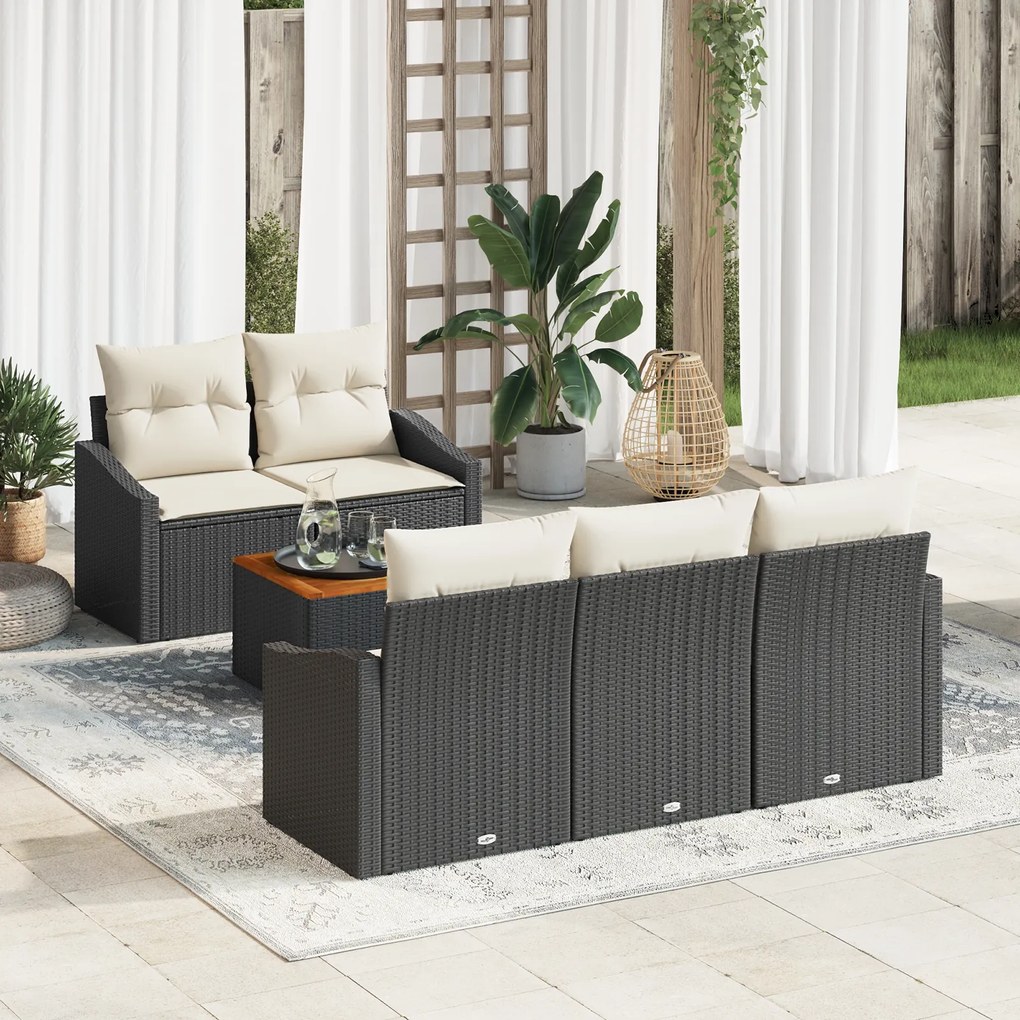 vidaXL Σετ Καναπέ Κήπου 6 pcs Μαύρος, λευκός 55 x 55 x 37 εκ
