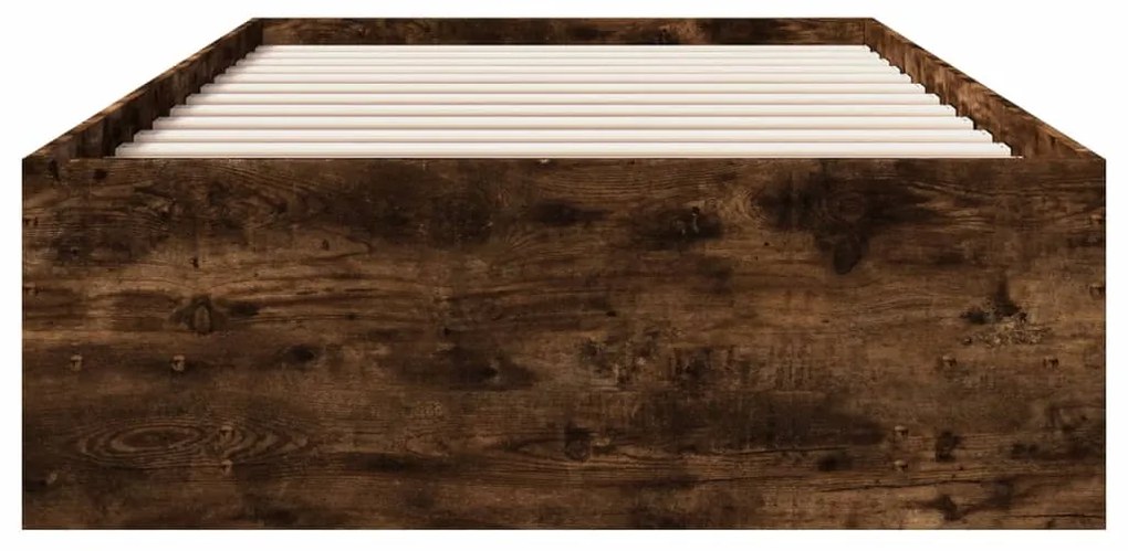vidaXL Πλαίσιο Κρεβ. Χωρ. Στρώμα Καπνιστή Δρυς 90 x 190 εκ. Επεξ. Ξύλο