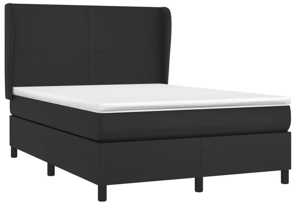 vidaXL Κρεβάτι Boxspring με Στρώμα Μαύρο 140x200εκ.από Συνθετικό Δέρμα