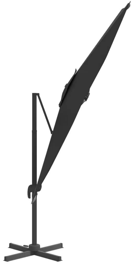 Ομπρέλα Κρεμαστή Μαύρη 400 x 300 εκ. με Αλουμινένιο Ιστό - Μαύρο