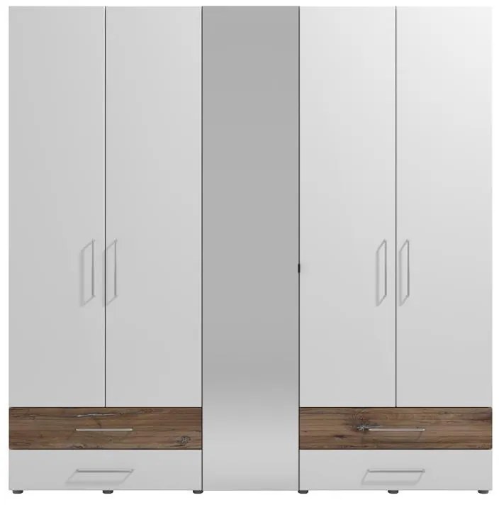 Ντουλάπα Masilia 5K4F2O Λευκό - Flagstaff - Λευκό Γυαλιστερό 224x57x226,5 εκ.