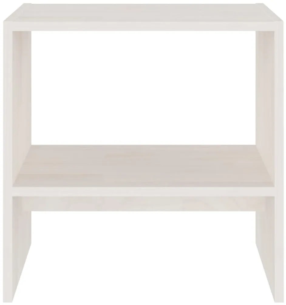 vidaXL Κομοδίνο Λευκό 40 x 30,5 x 40 εκ. από Μασίφ Ξύλο Πεύκου