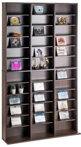 VEVOR Media Storage Cabinet 12 Layers Adjustable DVD Shelves 1080 CDs Espresso