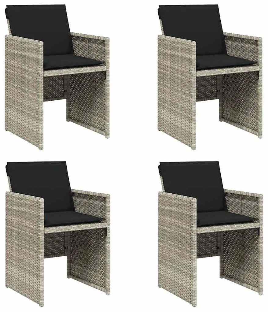 vidaXL Καρέκλες Κήπου 4 τεμ. Αν. Γκρι από Συνθετικό Ρατάν με Μαξιλάρια