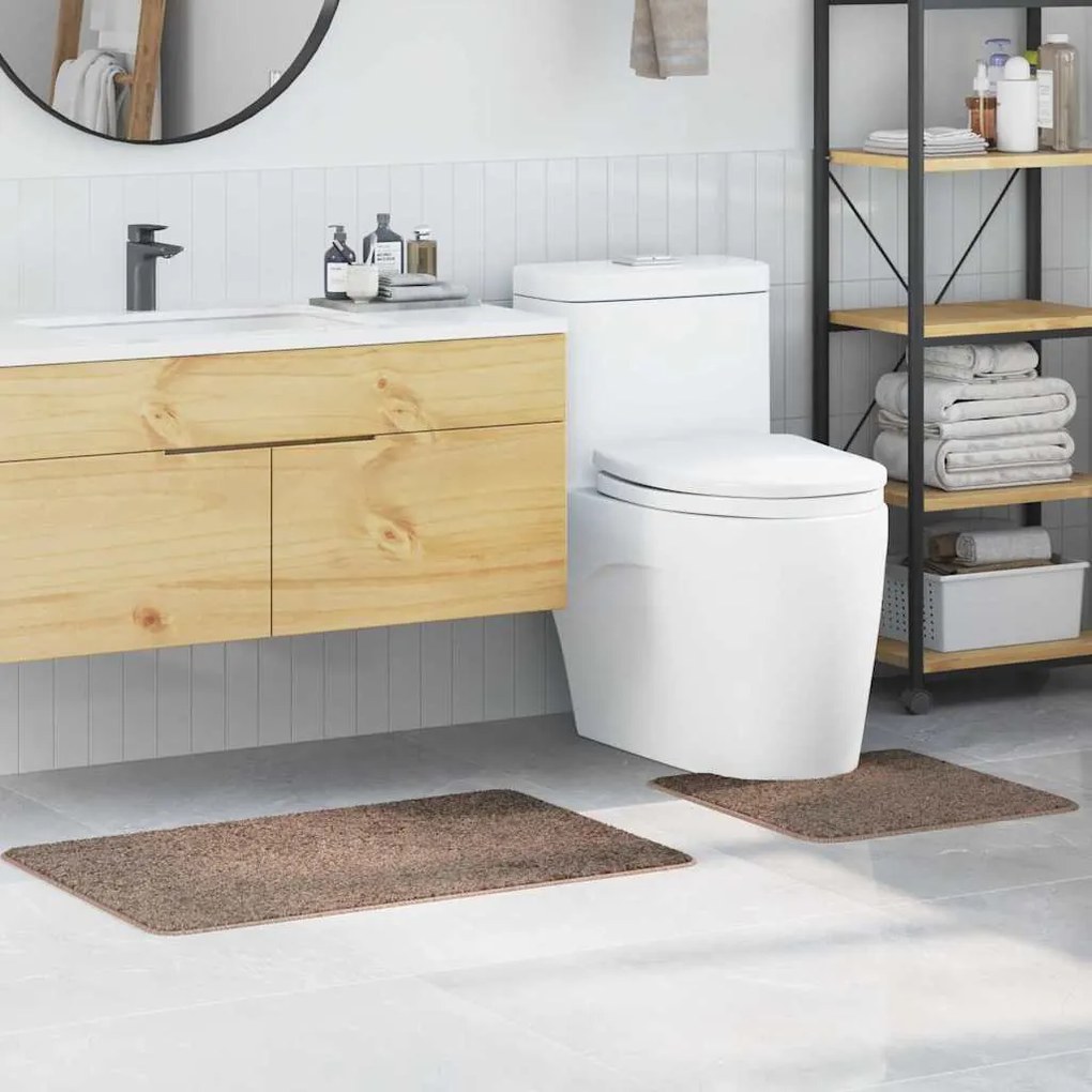 Σετ Μάτ Μπάνιου Αντιολισθητικό 2 pcs Καφέ PP