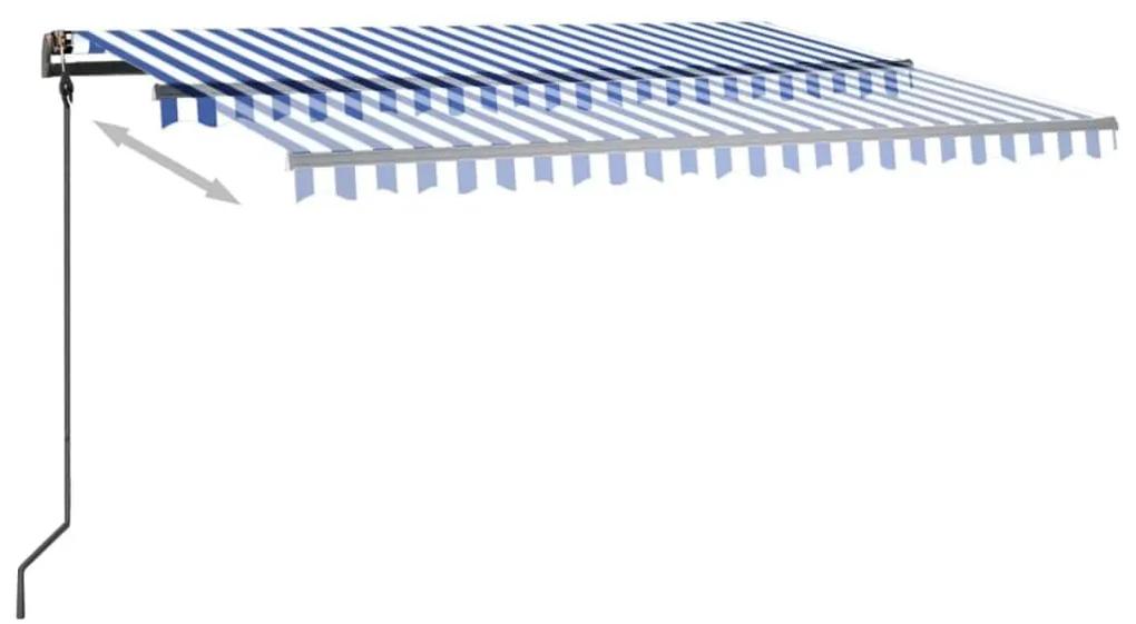 Τέντα Αυτόματη με LED &amp; Αισθ. Ανέμου Μπλε / Λευκό 4 x 3 μ. - Μπλε