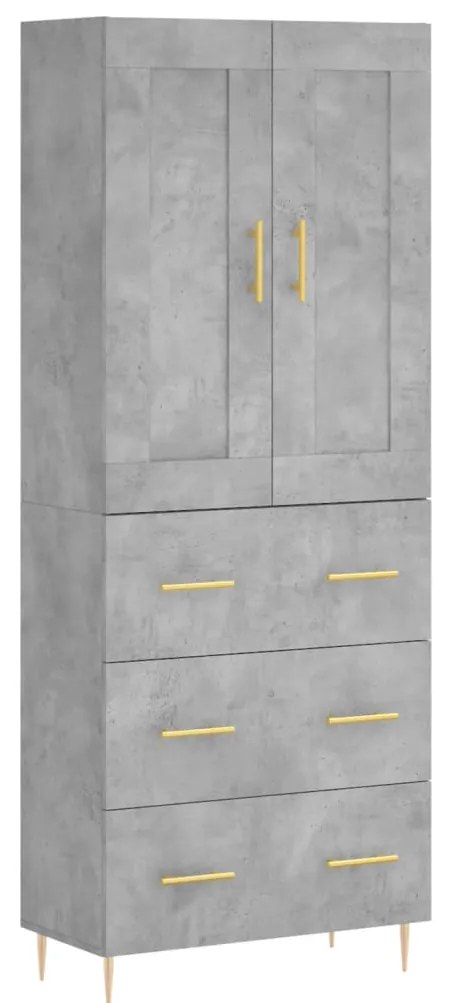 vidaXL Ντουλάπι Γκρι Σκυροδέματος 69,5x34x180 εκ. Επεξεργασμένο Ξύλο