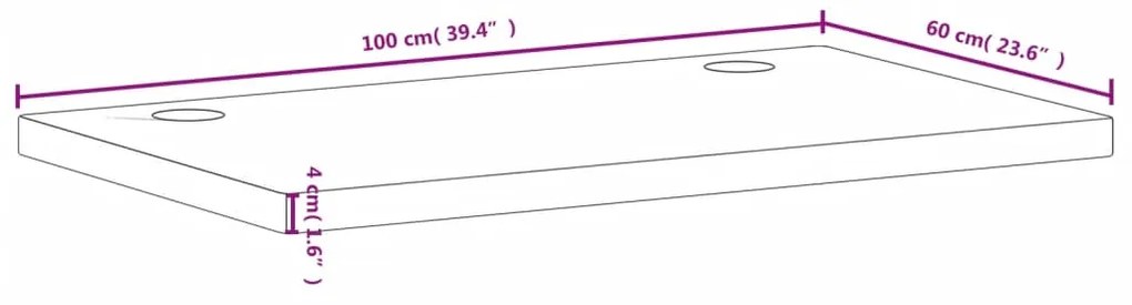 Επιφάνεια Γραφείου 100x60x4 εκ. από Μασίφ Ξύλο Οξιάς - Καφέ