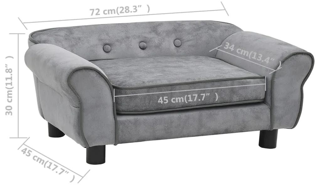 Καναπές - Κρεβάτι Σκύλου Γκρι 72 x 45 x 30 εκ. Βελουτέ - Γκρι