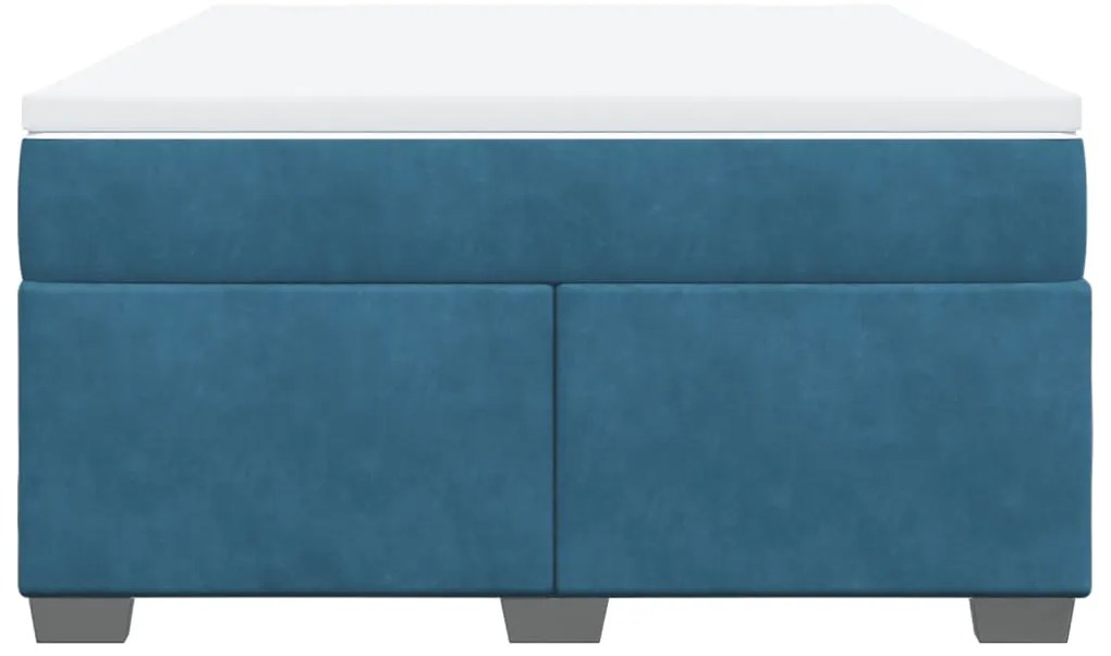 vidaXL Κρεβάτι Boxspring με Στρώμα Σκούρο Μπλε 140x200 εκ. Βελούδινο