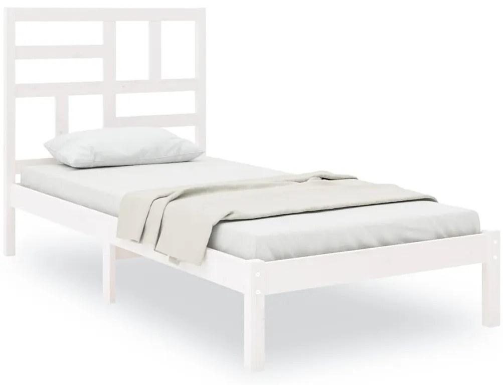 vidaXL Πλαίσιο Κρεβατιού Λευκό 75x190 εκ. Μασίφ Ξύλο Small Single