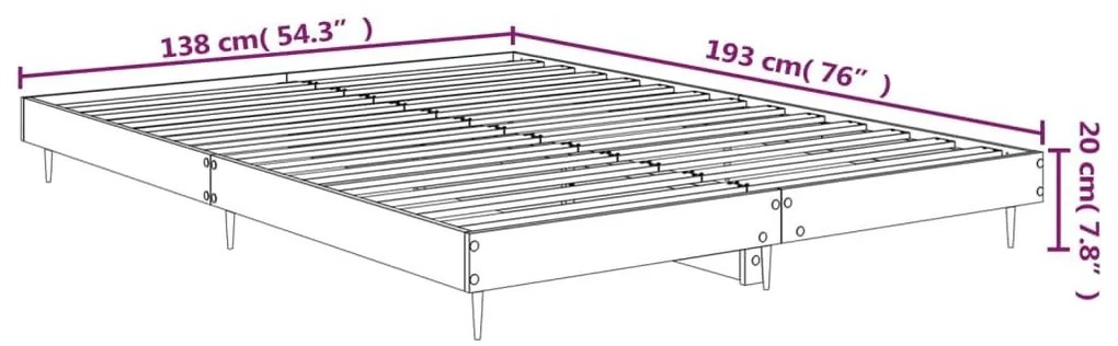 Πλαίσιο Κρεβατιού Καφέ Δρυς 135x190 εκ. Επεξεργασμένο Ξύλο - Καφέ