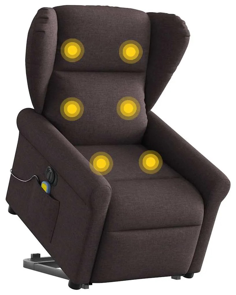 Πολυθρόνα Μασάζ Ηλεκ. Ανακλινόμενη Ανύψωση Σκ. Καφέ Υφασμάτινη