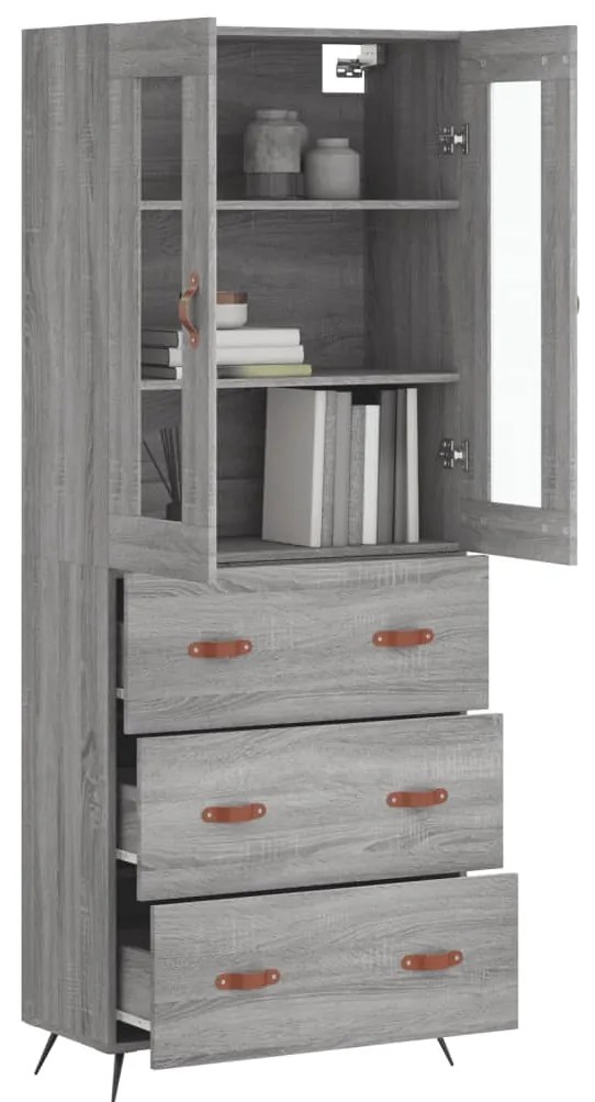 vidaXL Ντουλάπι Γκρι Sonoma 69,5 x 34 x 180 εκ. Επεξεργασμένο Ξύλο
