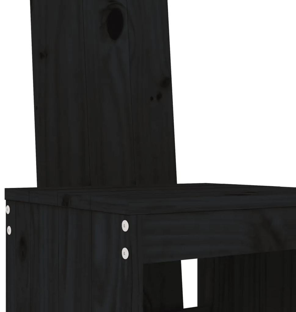 Σκαμπό Μπαρ 2 Τεμ. Μαύρα 40x42x120 εκ. από Μασίφ Ξύλο Πεύκου - Μαύρο