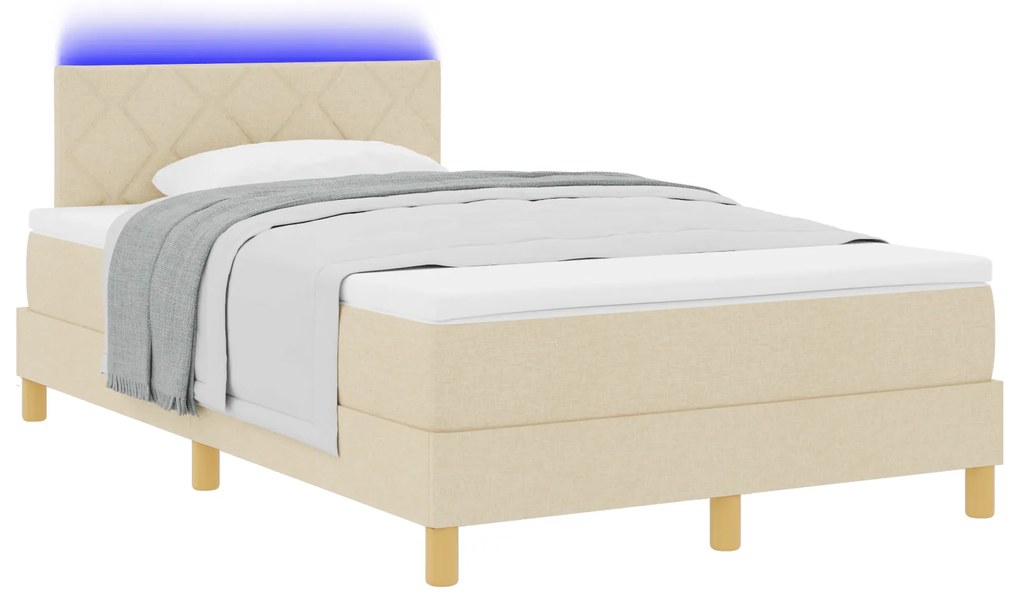 vidaXL Κρεμ Κρεβάτι με Εξαεριστήρα και LED Φώτα 120x200 εκ Ύφασμα