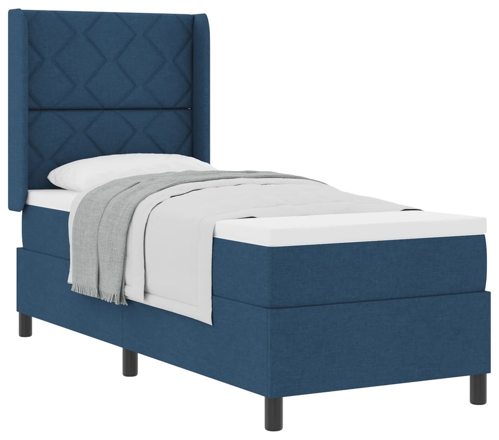 vidaXL Κρεβάτι Box Spring με Στρώμα σε Μπλε - 80x200 εκ. Υφασμάτινο