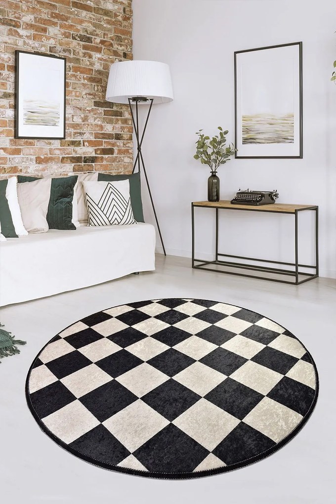 Χαλί Dama 882CHL1327 Black-White Conceptum Hypnose 140X140cm Round