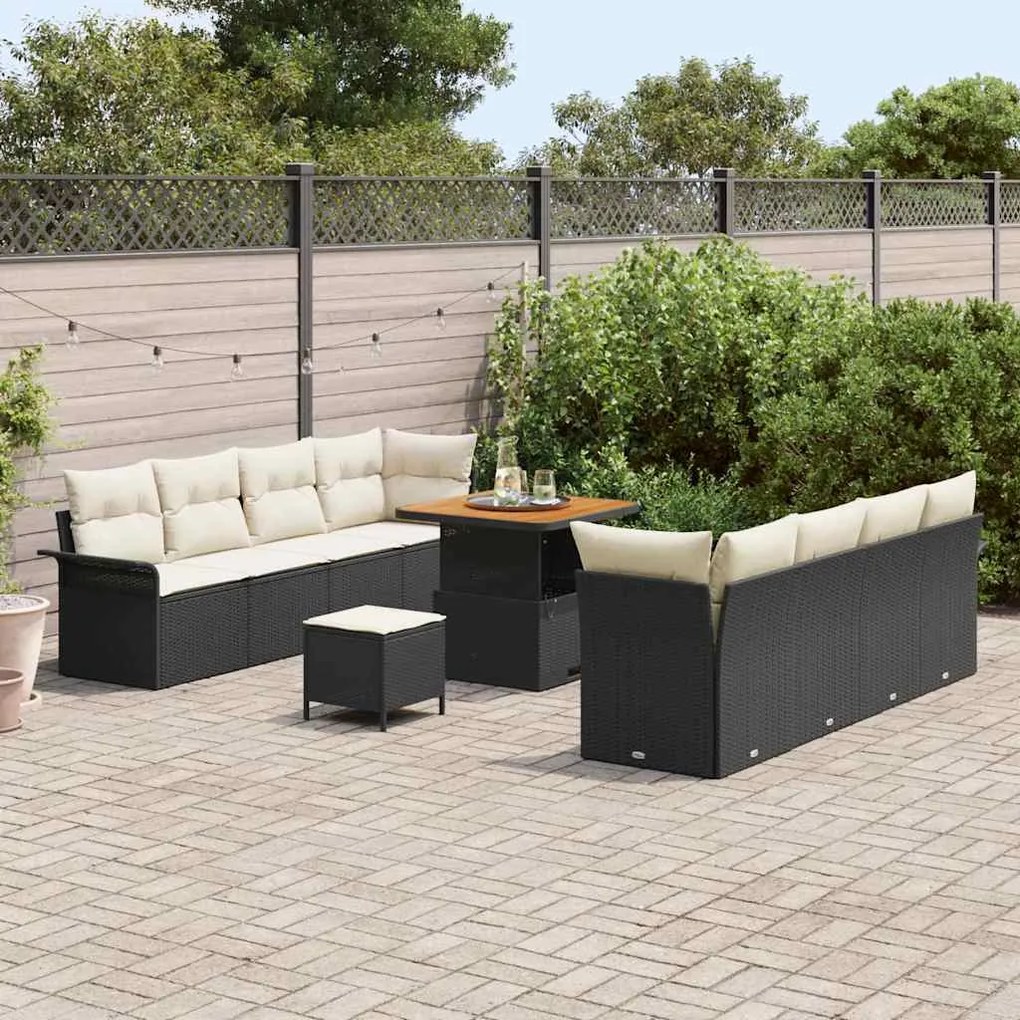 vidaXL Σετ Καναπέ Κήπου 11 pcs Μαύρο, Κρέμα 80 x 80 x 71 cm