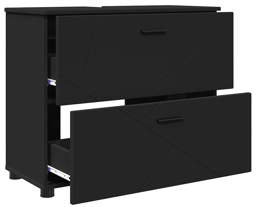vidaXL Σετ Επίπλων Μπάνιου με συρτάρι 3 pcs Μαύρο 76,5 x 35 x 64 εκ