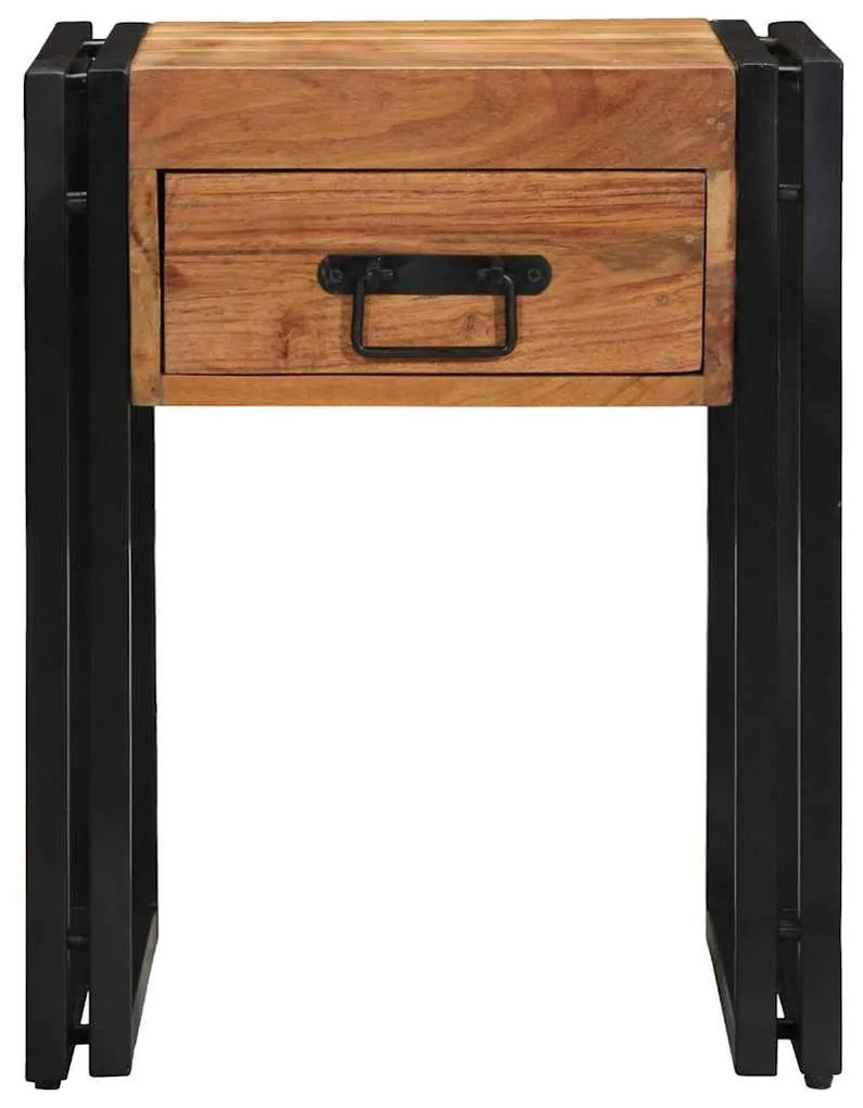 vidaXL End Table με συρτάρι Καφέ 40 x 40 x 50 cm Μασίφ ξύλο ακακίας