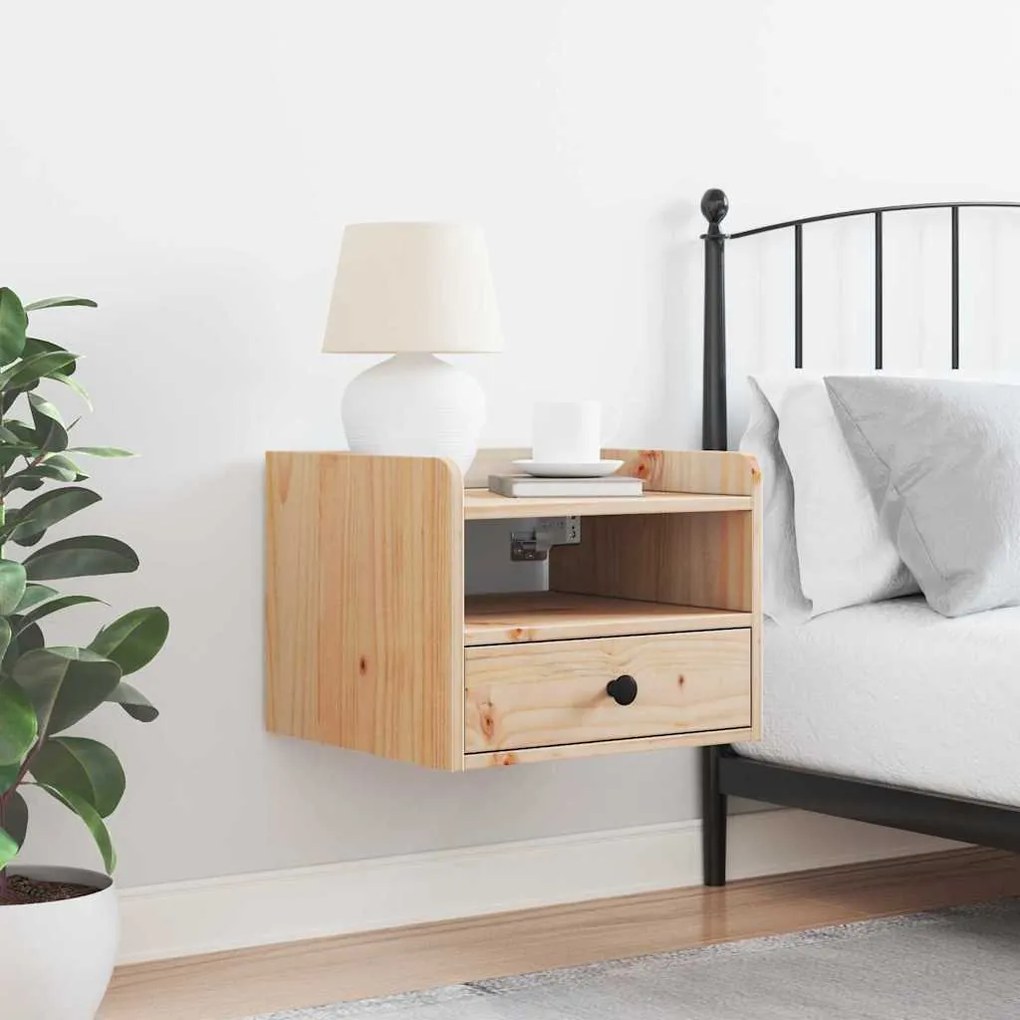 vidaXL Κομοδίνο με συρτάρι Καφέ 38 x 36 x 29.5 εκ Μασίφ ξύλο πεύκου