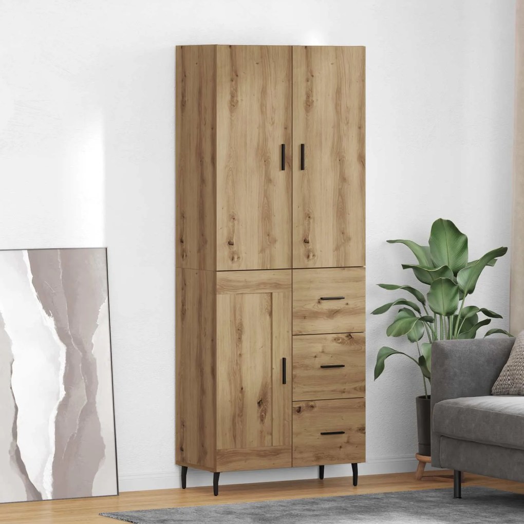 Highboard με συρτάρι 2 pcs Artisan Oak Σύνθετο Ξύλο και Γυαλί