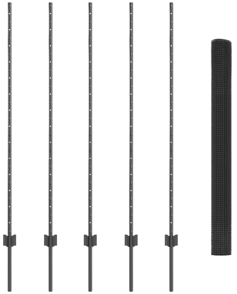 vidaXL Συρματοπλέγμα με 10 Στηρίγματα Γκρι 1.4x10 μ Χάλυβα