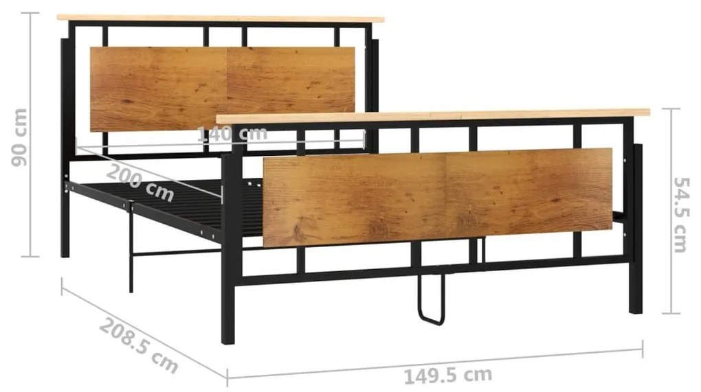 Πλαίσιο Κρεβατιού 140 x 200 εκ. Μεταλλικό - Μαύρο