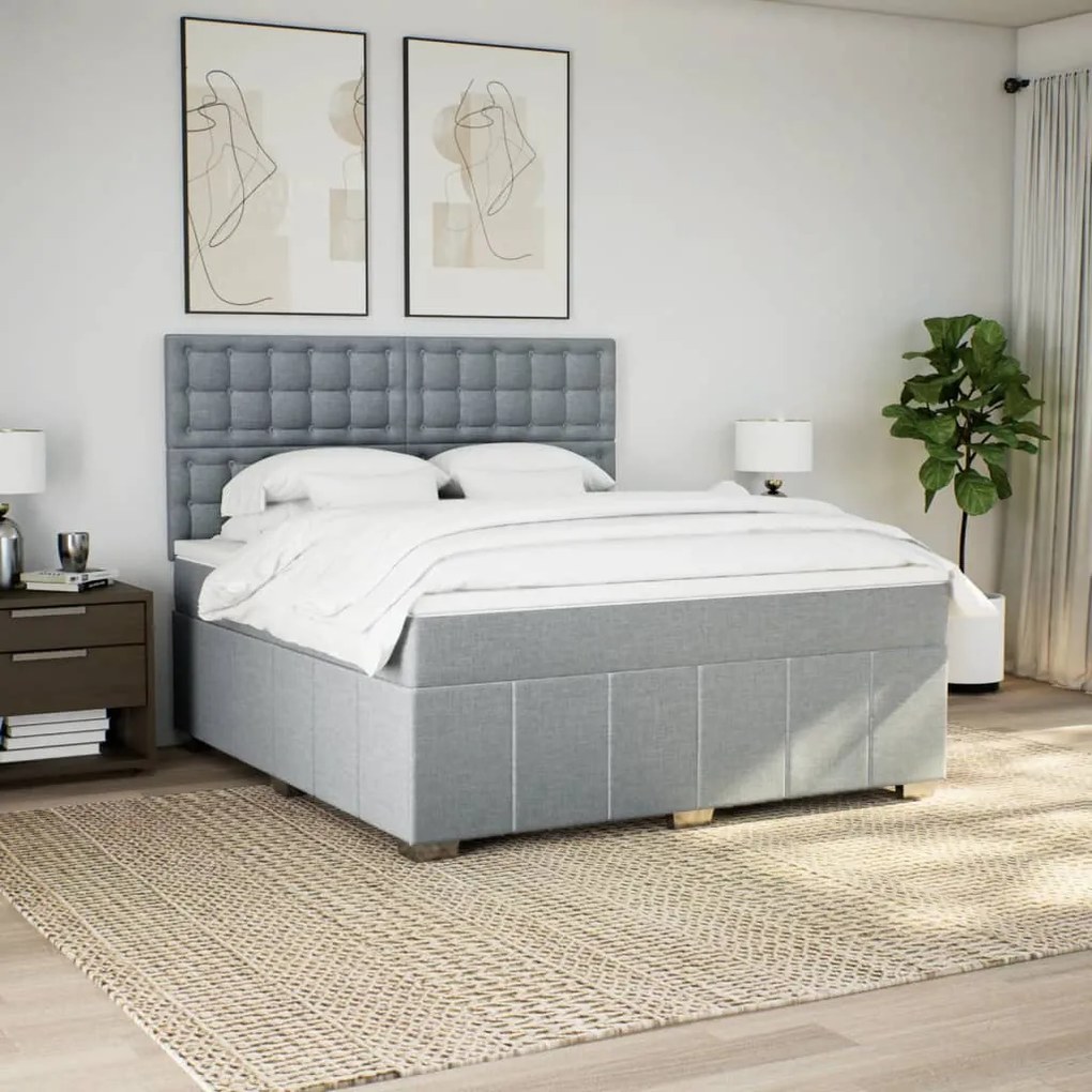 ΚΡΕΒΑΤΙ BOXSPRING ΜΕ ΣΤΡΩΜΑ ΑΝΟΙΧΤΟ ΓΚΡΙ 180X200 ΕΚ. ΥΦΑΣΜΑΤΙΝΟ 3291761