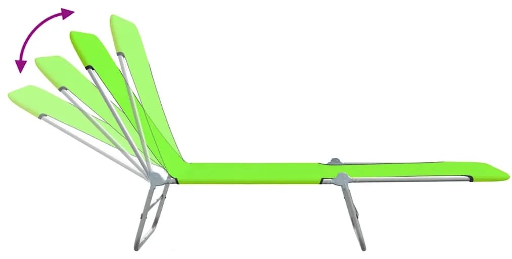 vidaXL Ξαπλώστρες Πτυσσόμενες 2 τεμ. Πράσινες από Ατσάλι / Ύφασμα