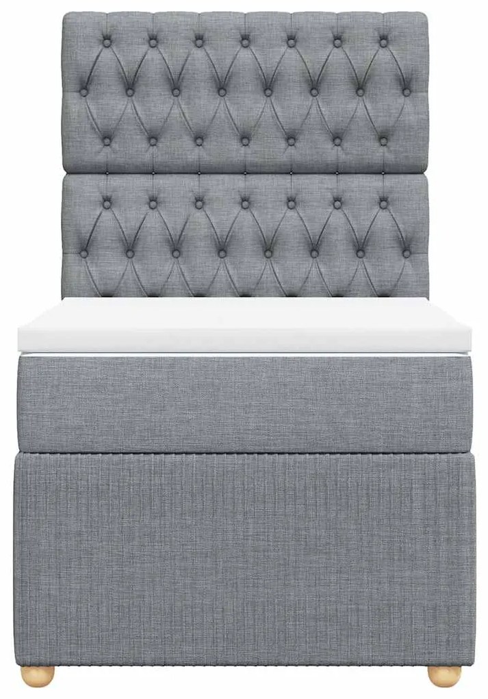 vidaXL Κρεβάτι Boxspring με Στρώμα Ανοιχτό Γκρι 90x200 εκ. Υφασμάτινο