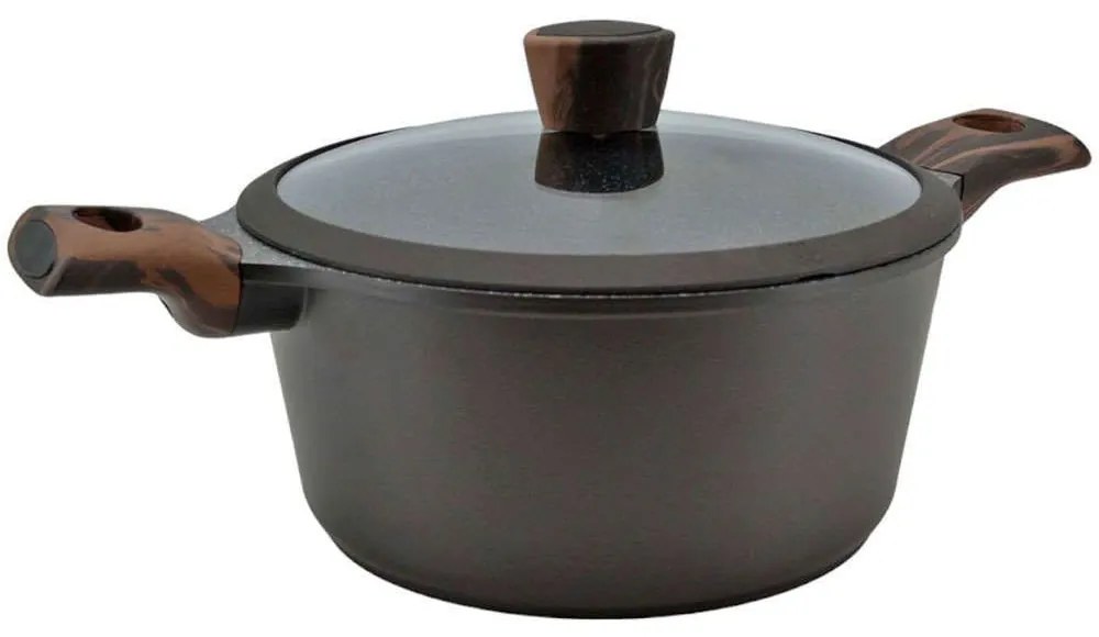 Κατσαρόλα Βαθιά Αντικολλητική 445-24 24x11,5cm Black-Brown Ankor 24cm Aluminium, Glass