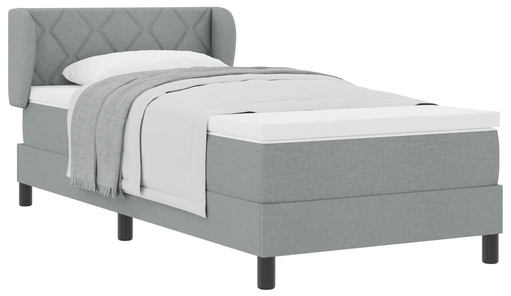 vidaXL Box Spring Κρεβάτι με Στρώμα Light Grey 90x190 εκ. Υφασμάτινο
