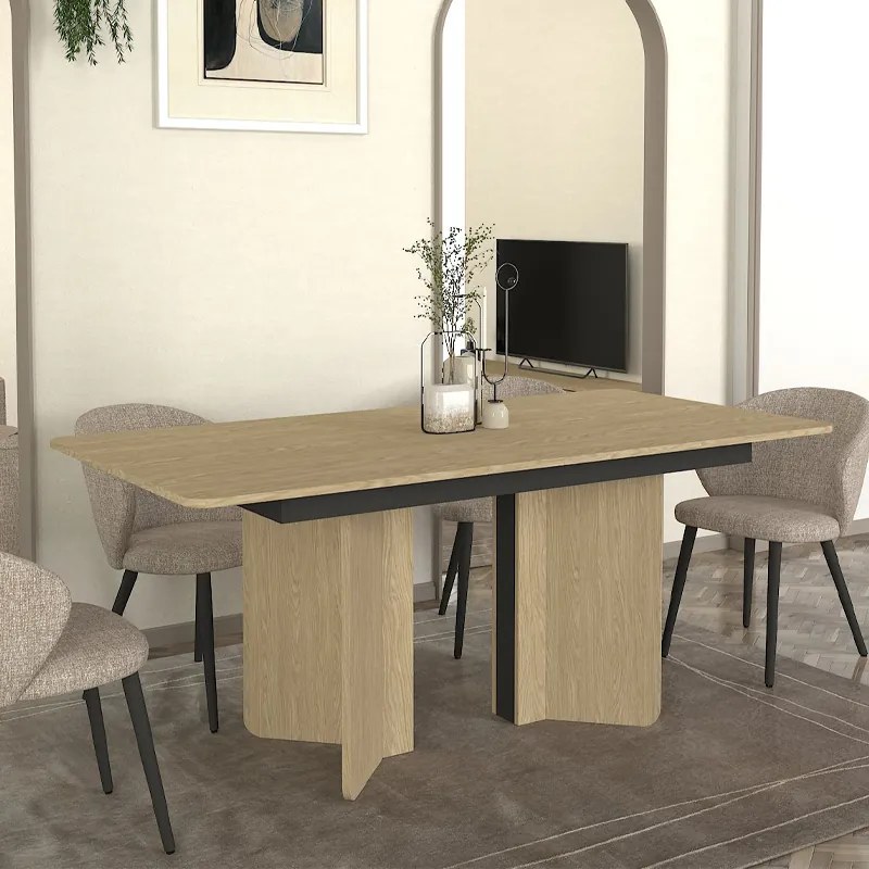Τραπέζι Lava Megapap χρώμα rota oak - ανθρακί 180x90x76,8εκ.-GP042-0297,1