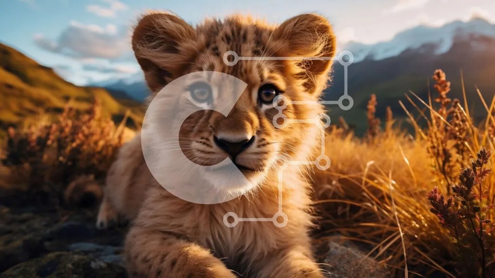 Intra Συλλεκτικό Ξύλινο Παζλ Plywood  4mm - Αξιολάτρευτο λιοντάρι που κάθεται στο βραχώδες έδαφος Σε Ξύλινο Κουτί - Διαστάσεις: 10x10 cm – 25 κομμάτια