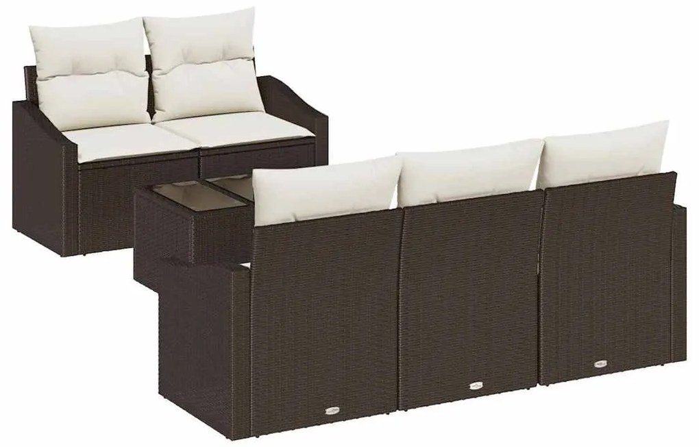vidaXL Σετ Καναπέ Κήπου με μαξιλάρι 6 pcs Καφέ, Κρέμα 55 x 55 x 37 εκ