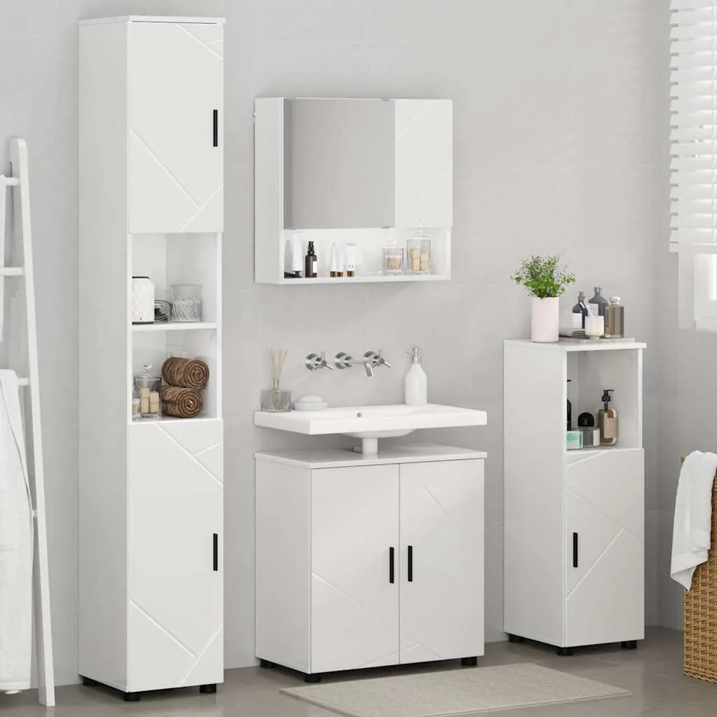 vidaXL Σετ Επίπλων Μπάνιου 4 pcs Γυαλιστερό λευκό 61 x 35 x 64 εκ.