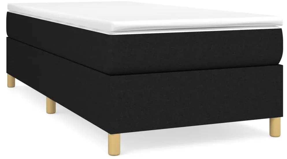 vidaXL Κρεβάτι Boxspring με Στρώμα Μαύρο 100 x 200 εκ. Υφασμάτινο