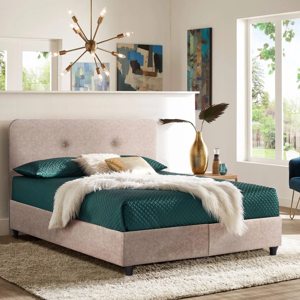 Κρεβάτι Dolores Μπεζ Υφασμάτινο Nubuck 150x200 εκ.