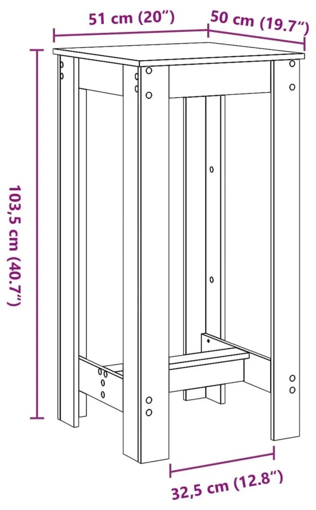 Τραπέζι Μπαρ Γκρι Σκυροδέματος 51x50x103,5 εκ. Επεξ. Ξύλο - Γκρι