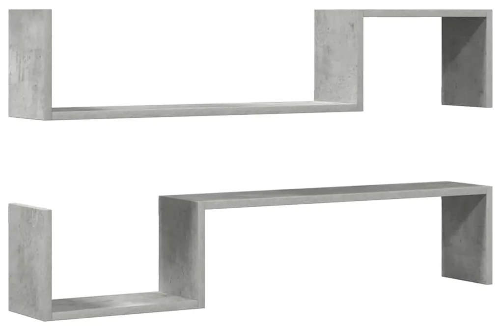 vidaXL Ραφιέρες Τοίχου 2 τεμ. Γκρι Σκυρ. 100 x 15 x 50 εκ. Επεξ. Ξύλο