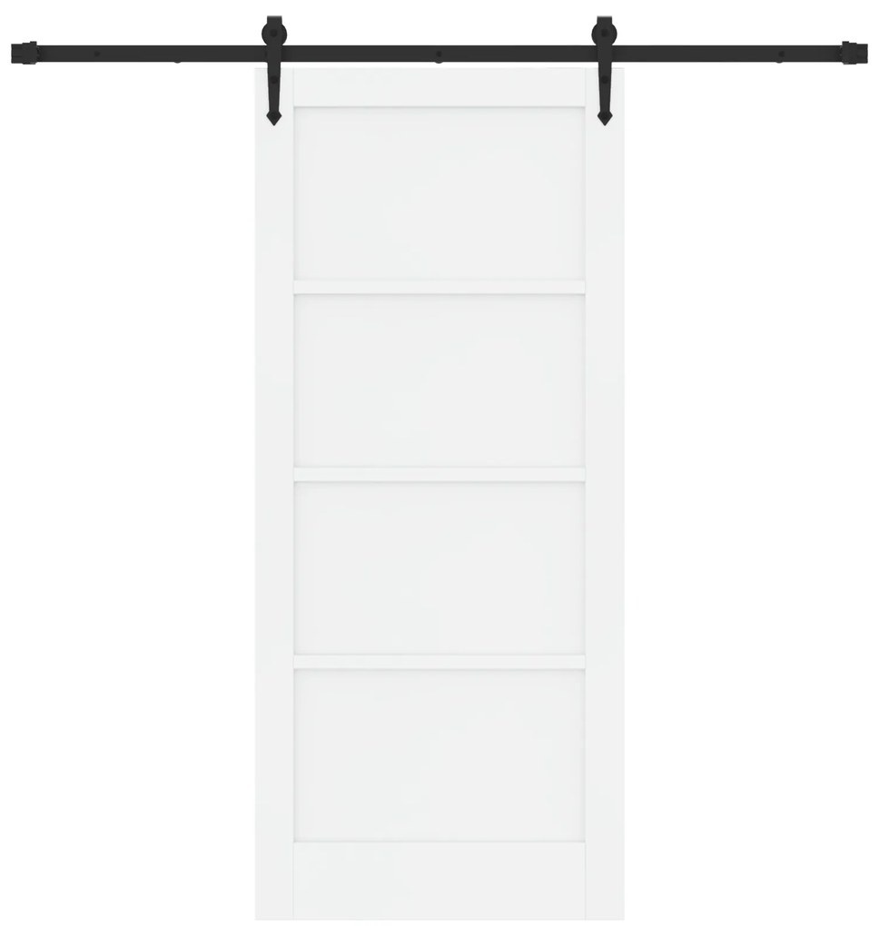 vidaXL Πόρτα Συρόμενη με Σετ Υλικών Λευκή 86x198.5 εκ. Από Στερεό Ξύλο Πεύκου