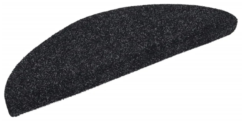 vidaXL Πατάκια Σκαλιών Αυτοκόλλητα 15 τεμ. Μαύρα Ημίκυκλα 56x17x3 εκ.