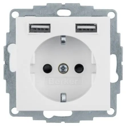 Πρίζα Σούκο με 2xUSB Λευκό Berker S.1 48038989 Hager-48038989-Λευκό 48038989