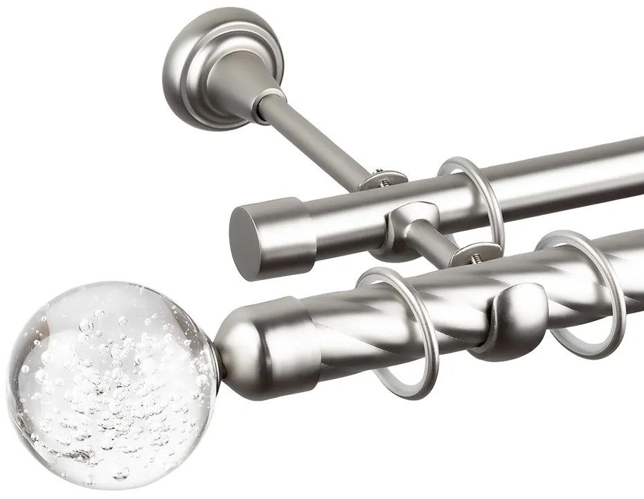 Κουρτινόβεργα διπλή twist Cristal Monaco 25/19 – χρώμιο ματ - 240 cm