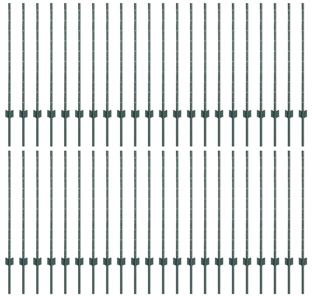 vidaXL Ασημένιοι Πόλοι Φράχτη 44 pcs Πράσινο