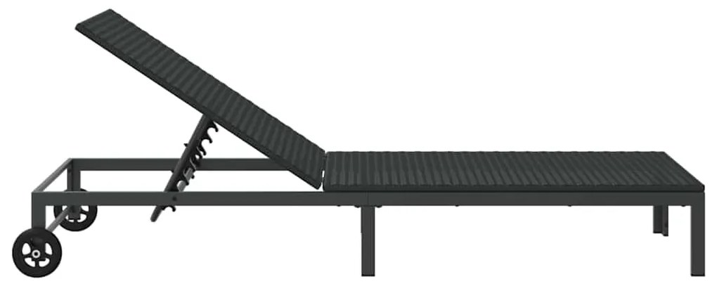 vidaXL Ήλιο-κρεβάτι 1-πρόσωπο Μαύρο 60 x 200 x 27εκ συνθετικό ρατάν