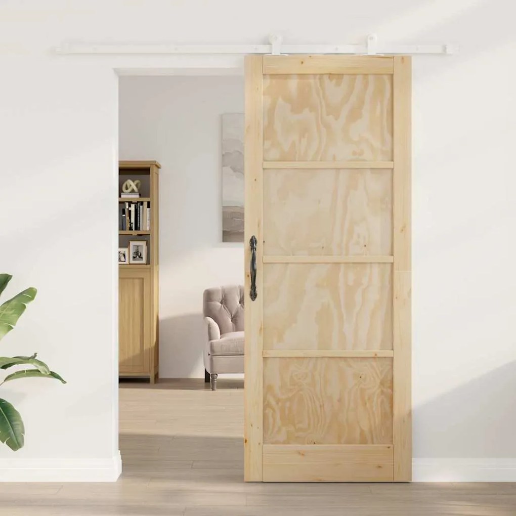 vidaXL Σετ Συρόμενης Πόρτας ORKDAL Φυσικό και λευκό 83 x 211 εκ.