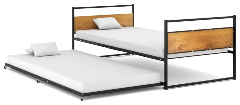 Πλαίσιο για Κρεβάτι Συρόμενο Μαύρο 90 x 200 εκ. Μεταλλικό - Μαύρο